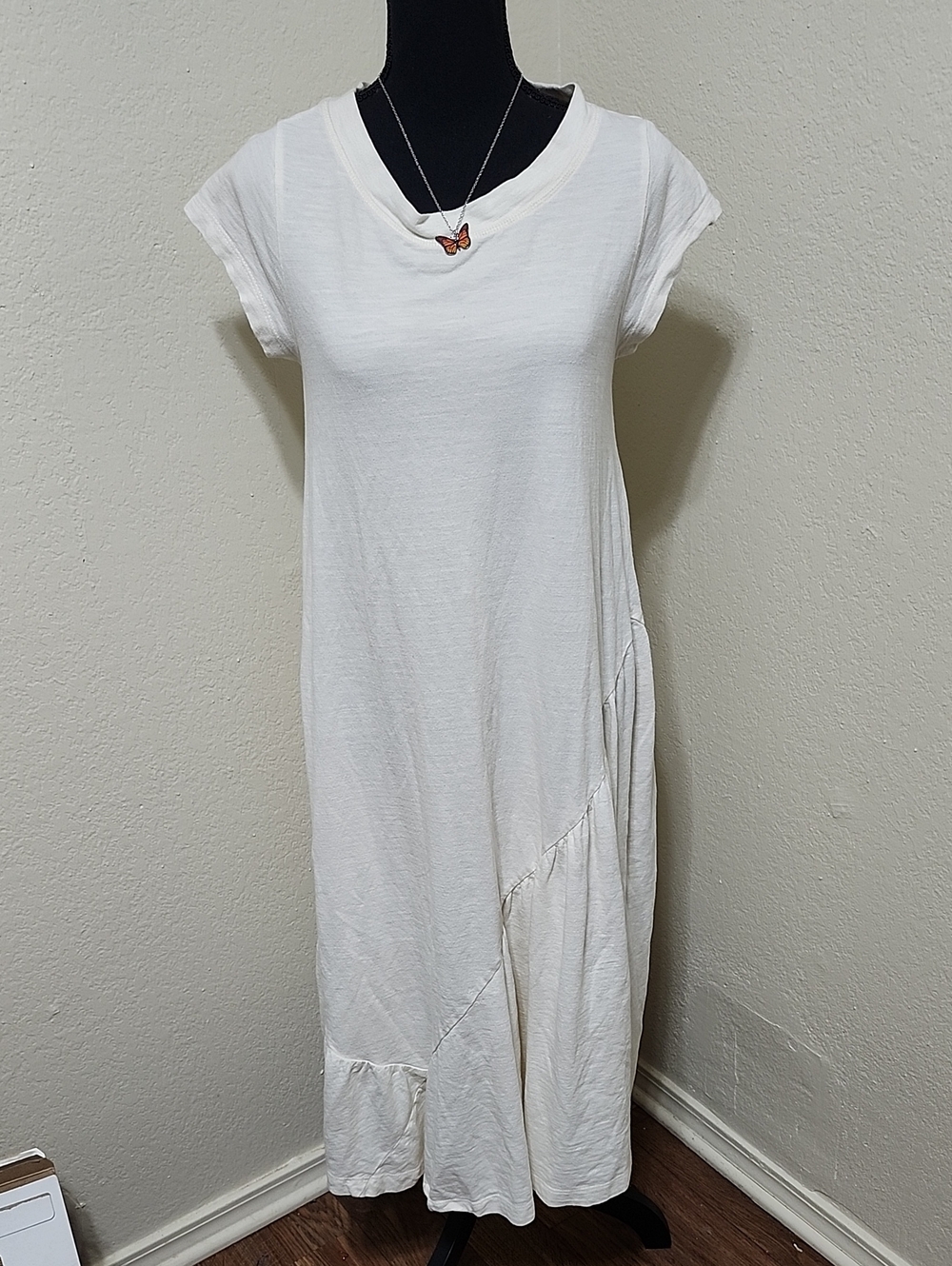 Free People FP Beach Lena T-Shirt Midi Dress - Cream Ivory Sz XS True Petite